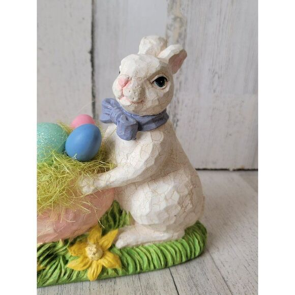 Folk art Easter bunny egg lay rustic home decor - Picture 4 of 12